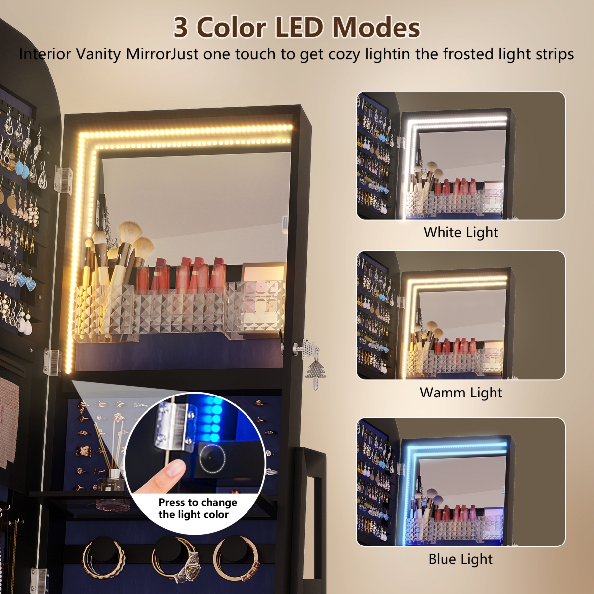 Vlsrka Full-length mirror with wooden frame for floor standing or wall mounting