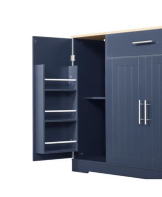 53"W Spice Rack, Drawer, Tilt-Out Trash Bin, Adjustable Shelves Kitchen Island