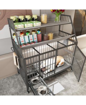 Large Pet Cage with Storage - Black/Gray