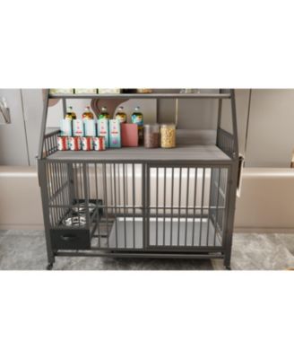 Large Pet Cage with Storage - Black/Gray