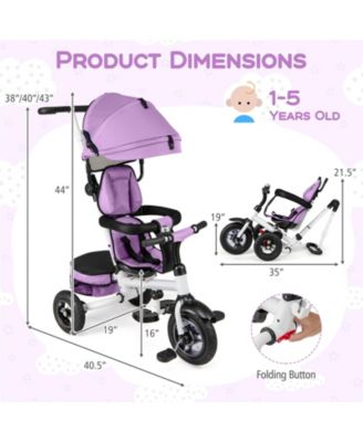 Toddler 5-in-1 Folding Trike 1-5 Years Old w/ Safety Harness Storage