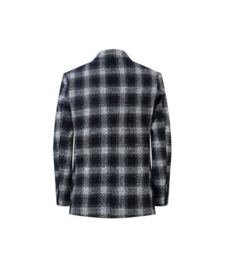 Boys Black Slim Fit Checkered Blazer