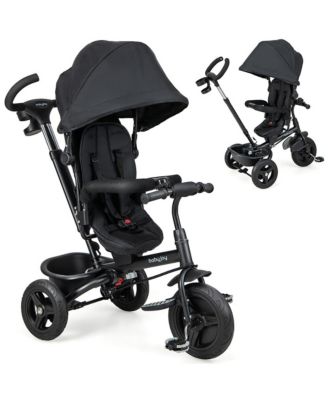 4-in-1 Baby Tricycle Toddler Trike w/ Reversible Seat Canopy & Push Handle