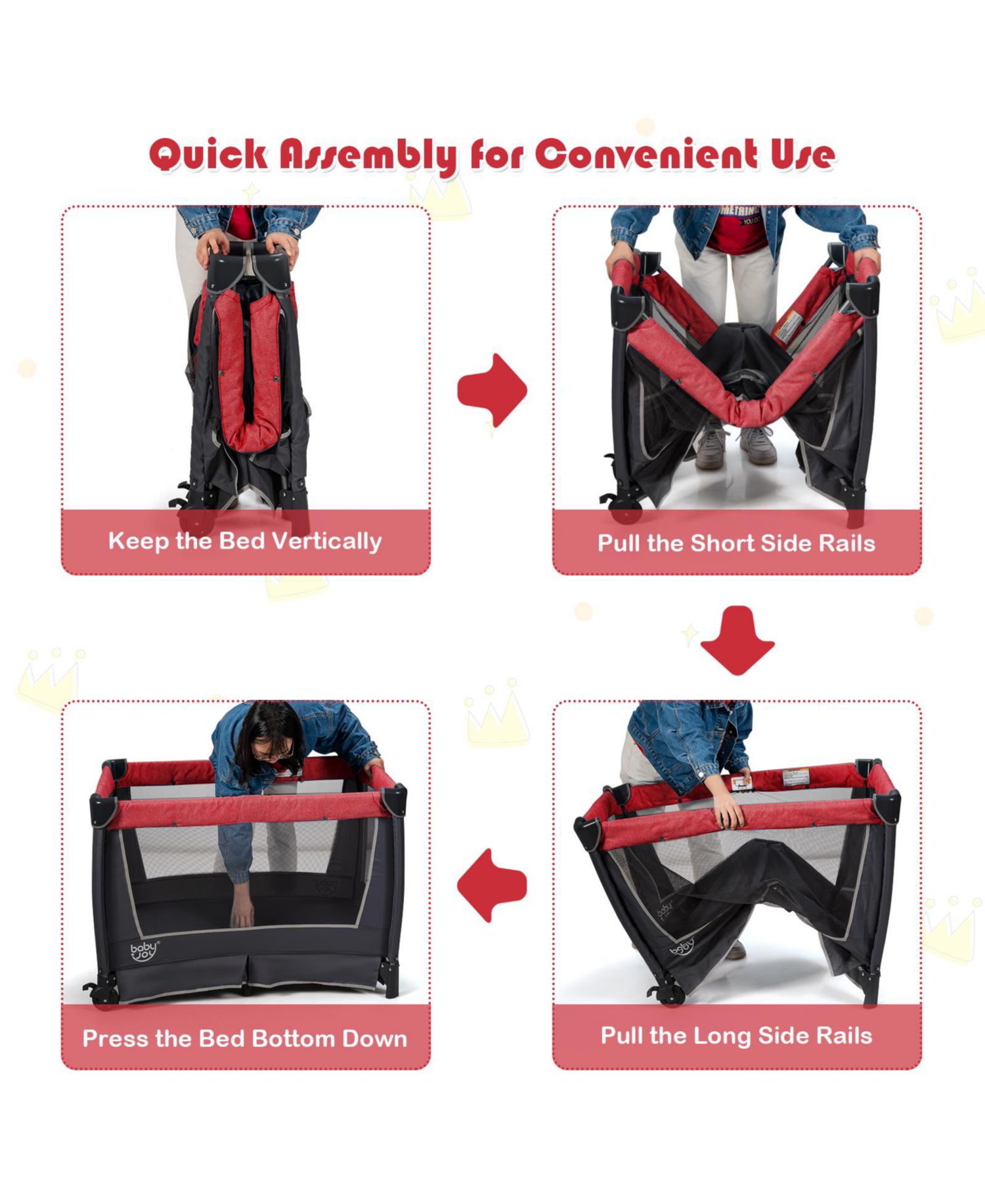 Kids 4 in 1 Convertible Portable Playard Newborn Napper
