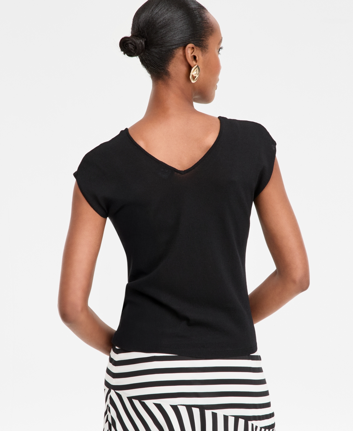 Inc International Concepts Womens Cap Sleeve Sweater P Xs Xxl Macys Exclusive In Black