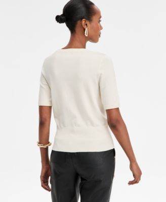 Women's Elbow-Sleeve Crewneck Sweater