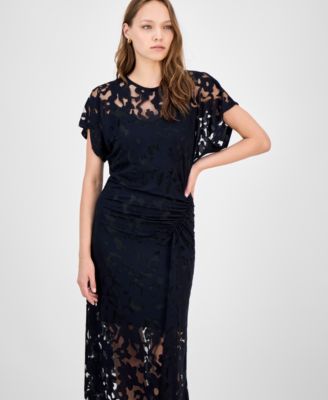 Women's Floral Lace Midi Dress