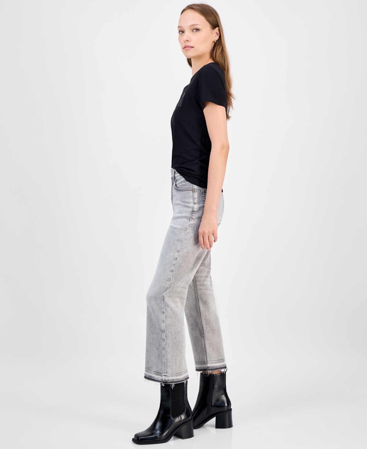 Hugo Boss Kick-flare Frayed Jeans In Gray