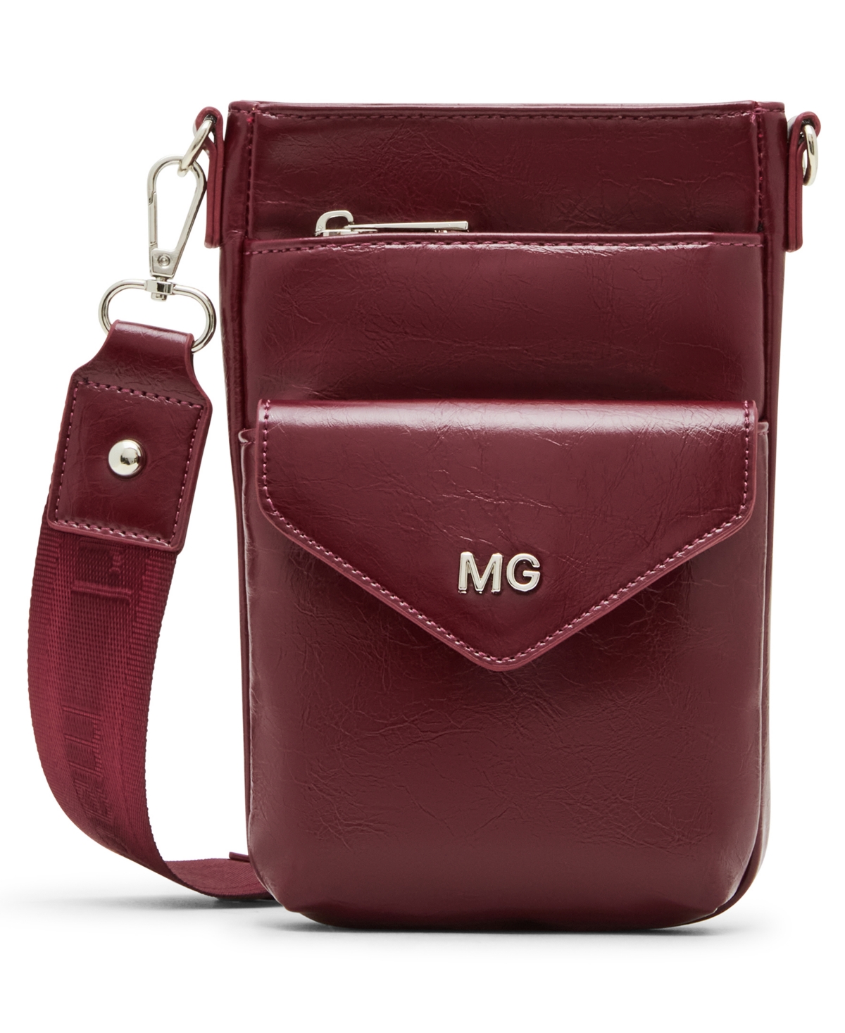Madden Girl Inezc Crinkle Magnetic Phone Pouch Crossbody In Red