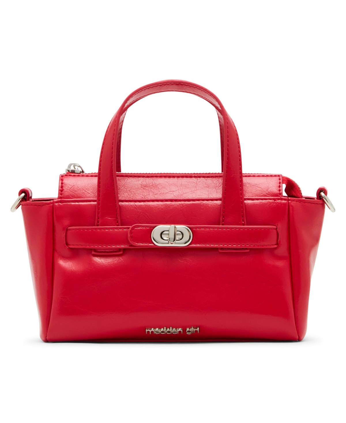 Madden Girl Cathc Crinkle Zipper Satchel Bag In Red