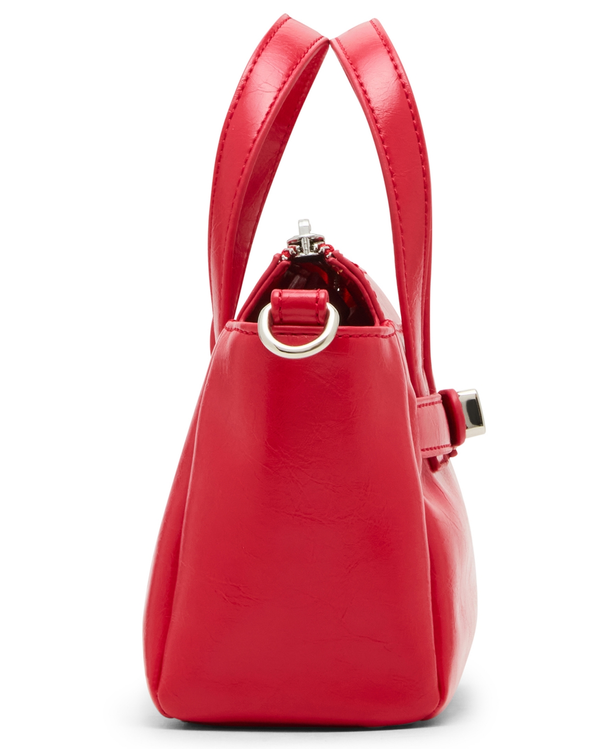 Madden Girl Cathc Crinkle Zipper Satchel Bag In Red