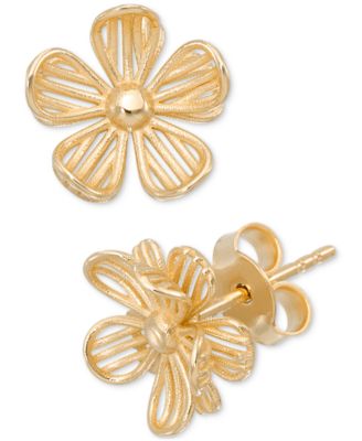 Macy's - Polished Openwork Flower Stud Earrings in 10k Gold
