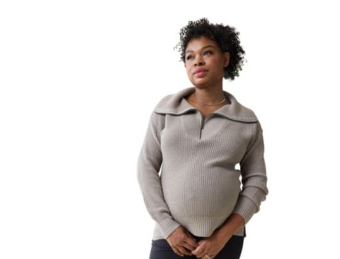 Женские свитеры Maternity Ingrid + Isabel Cozy Quarter Zip, цвет: Серо-коричневый