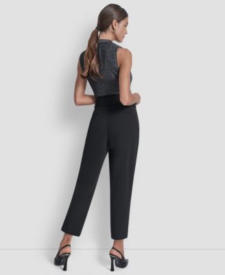 Women's Tie-Waist High-Rise Straight-Fit Pants 