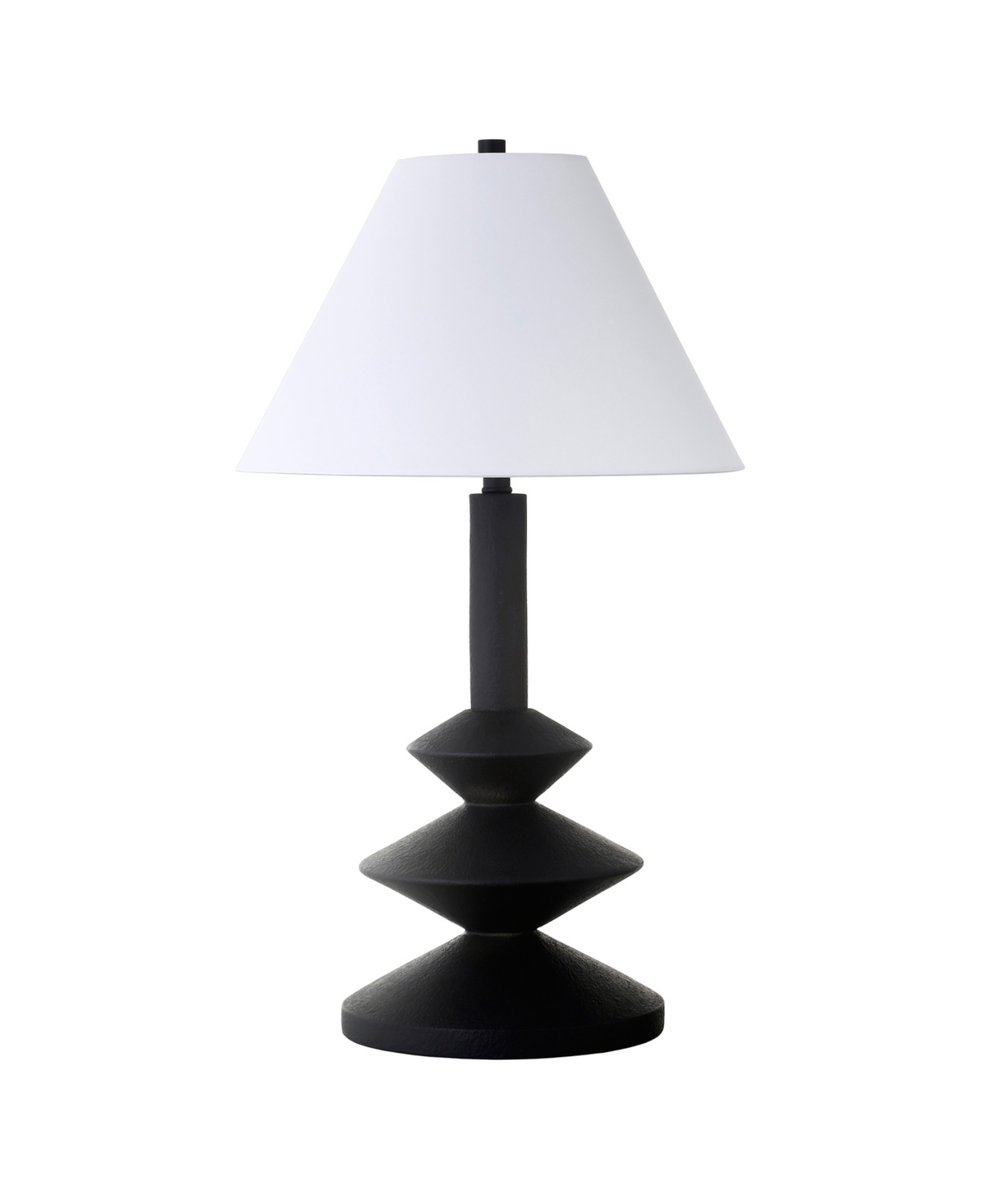 Hudson & Canal Abilene 28" Resin Triple Gourd Lamp With Fabric Shade In Black