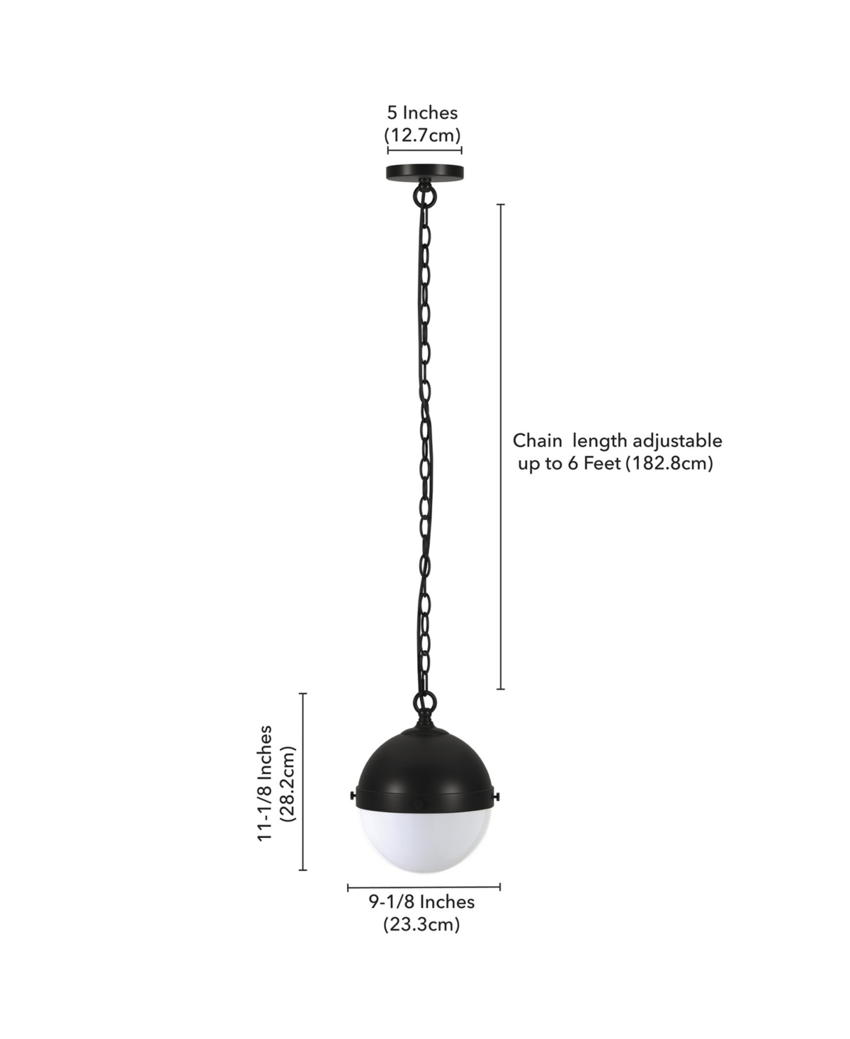 Hudson & Canal Aurora 11.13" Metal Pendant With Glass Shade In Black