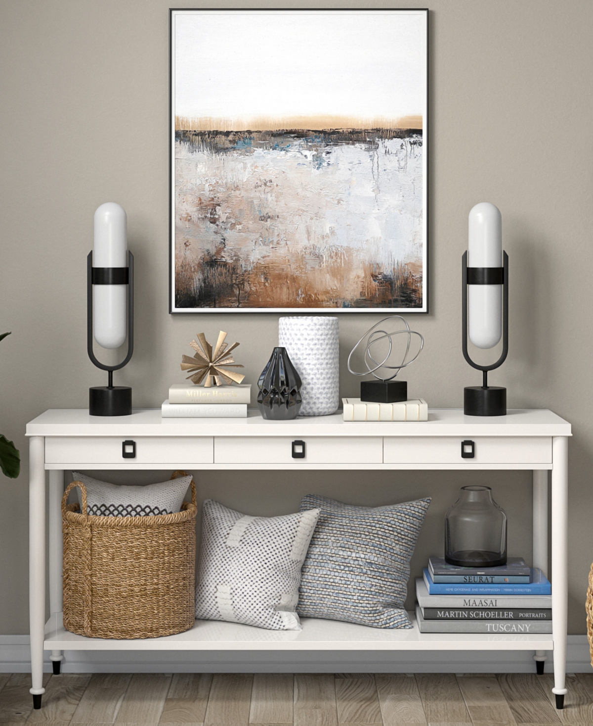 Hudson & Canal Blair 25" Metal Pill-shaped Table Lamp With Milk Glass Shade