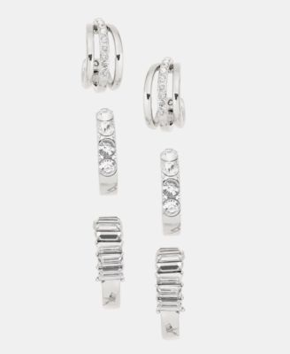 Glass Stone Hoop Earrings, Set of 3, Macy's Exclusive