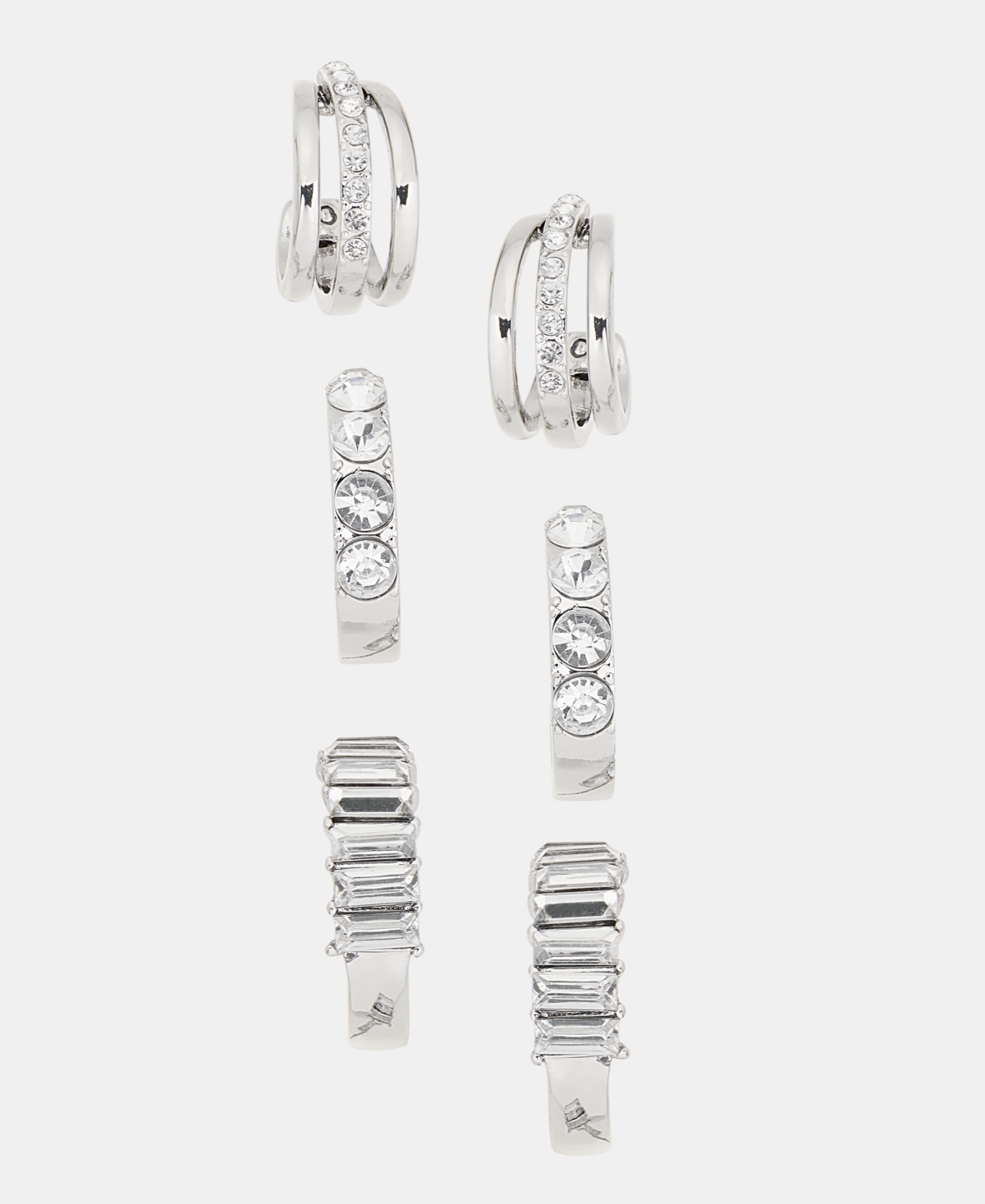Inc International Concepts Glass Stone Hoop Earrings, Set Of 3, Macy's Exclusive