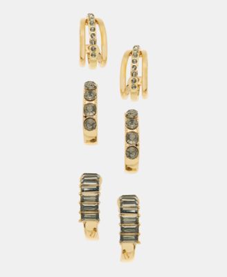 Glass Stone Hoop Earrings, Set of 3, Macy's Exclusive