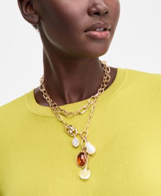 Mixed Charm Layered Lariat Necklace, 16-1/2" + 3" extender, Macy’s Exclusive