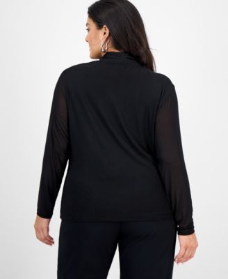 Plus Size Mesh Draped Top, Macy's Exclusive