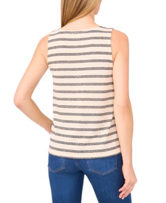 Women's Striped Knit Button Front Vest