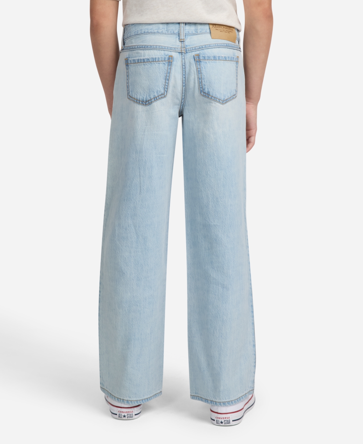 Abercrombie Girls Low-rise Embroidered Baggy Jeans In Blue