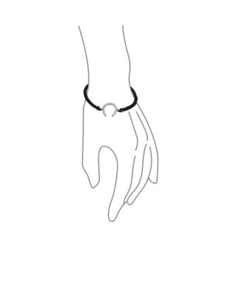 Good Luck Equestrian Strand Bracelet with Horseshoe and Cubic Zirconia Sterling Silver