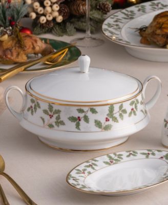 Holly & Berry Gold Covered Vegetable Bowl, 10.25", 48 oz.