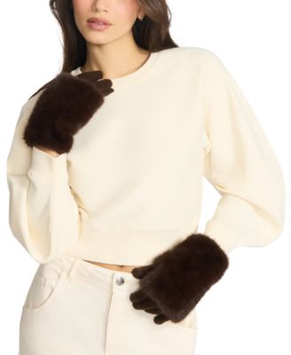 Faux-Fur-Cuff Cozy Knit Gloves