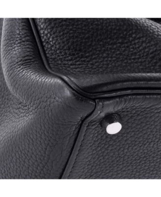 Pre-Owned Hermes Kelly 35 Handbag Black Clemence with Palladium Hardware