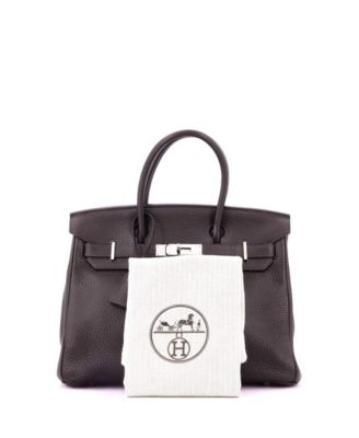 Pre-Owned Hermes Birkin 30 Handbag Brown Clemence with Palladium Hardware