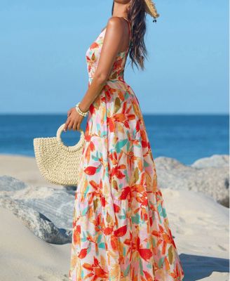 Women's Summer Burst Tropical Maxi Beach Dress