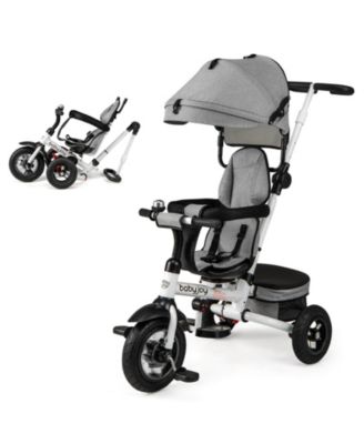 Costway Toddler 5-in-1 Folding Trike 1-5 Years Old with Safety Harness Storage - Grey 107$
