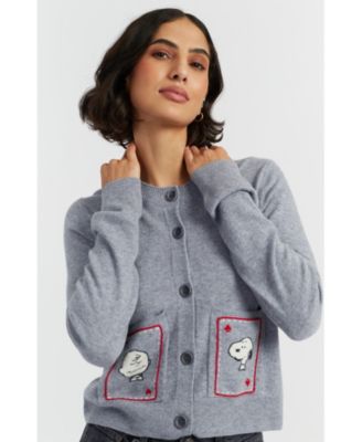 Women's Wool Cashmere Snoopy & Charlie Brown Cardigan