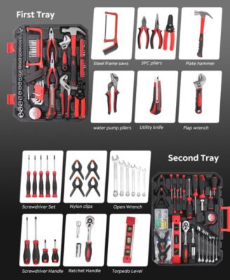 328-Piece Household Hand Tool Set with Storage Case &amp;#x2013; All-in-One Repair Kit for Home, Garage, Car, and Office Use
