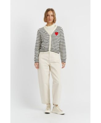 Women's Wool Cashmere Heart Breton Cardigan