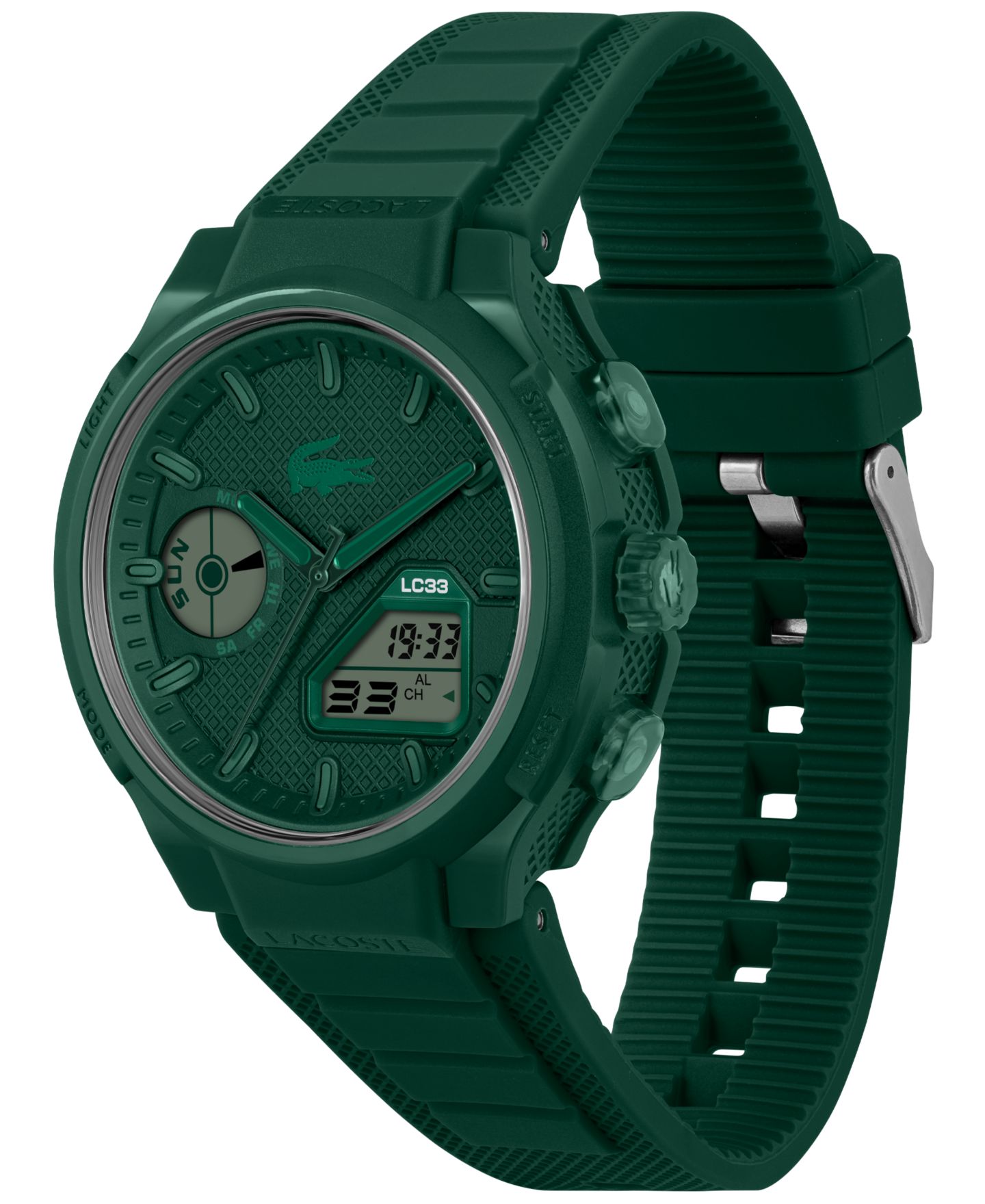 Мужские часы Lacoste LC33 Green Silicone Strap Watch, 44.8mm — фото 2