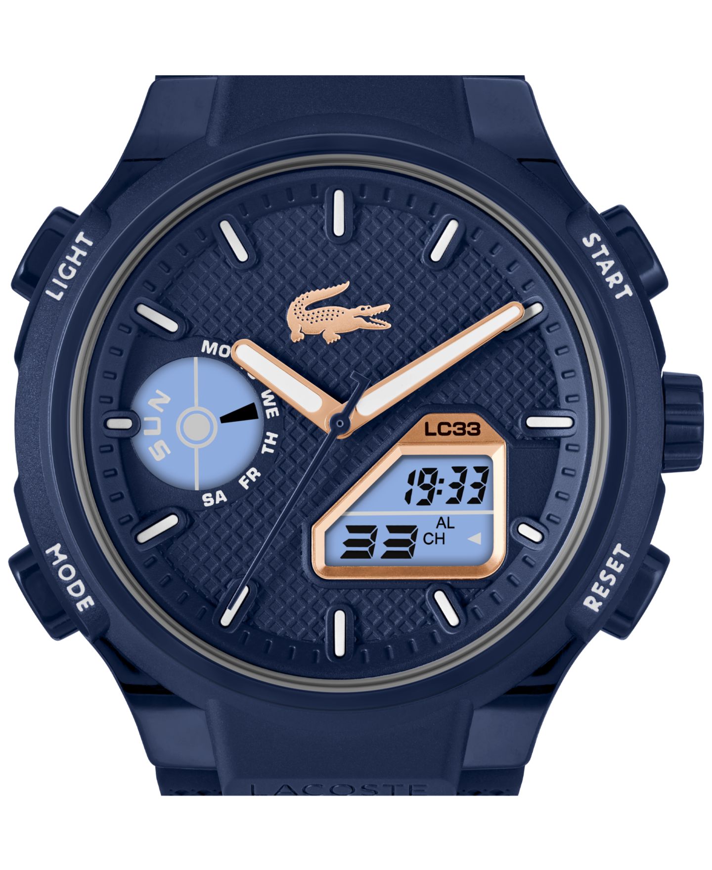 Мужские часы Lacoste LC33 Midnight Navy Silicone Strap Watch, 44.8mm — фото 5