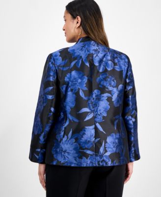 Plus Size Floral-Jacquard Jacket