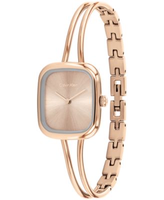 Women's CK Adore Rose Gold Tone Stainless Steel Bangle Bracelet Watch 20.8mm