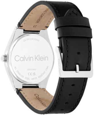 Men's CK Motion Black Leather Strap Watch 39mm