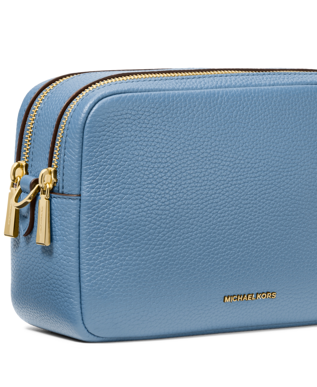 Michael Kors Michael  Bryant Medium Leather Double Zip Chain Camera Crossbody In Blue