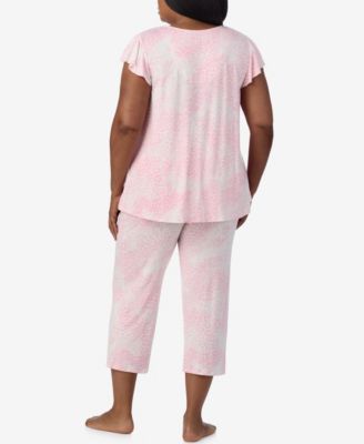 Plus Size Short Sleeve Cropped Pajama Set