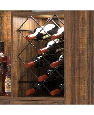 Modern style home bar cabinet with LED lights and tempered glass doors.