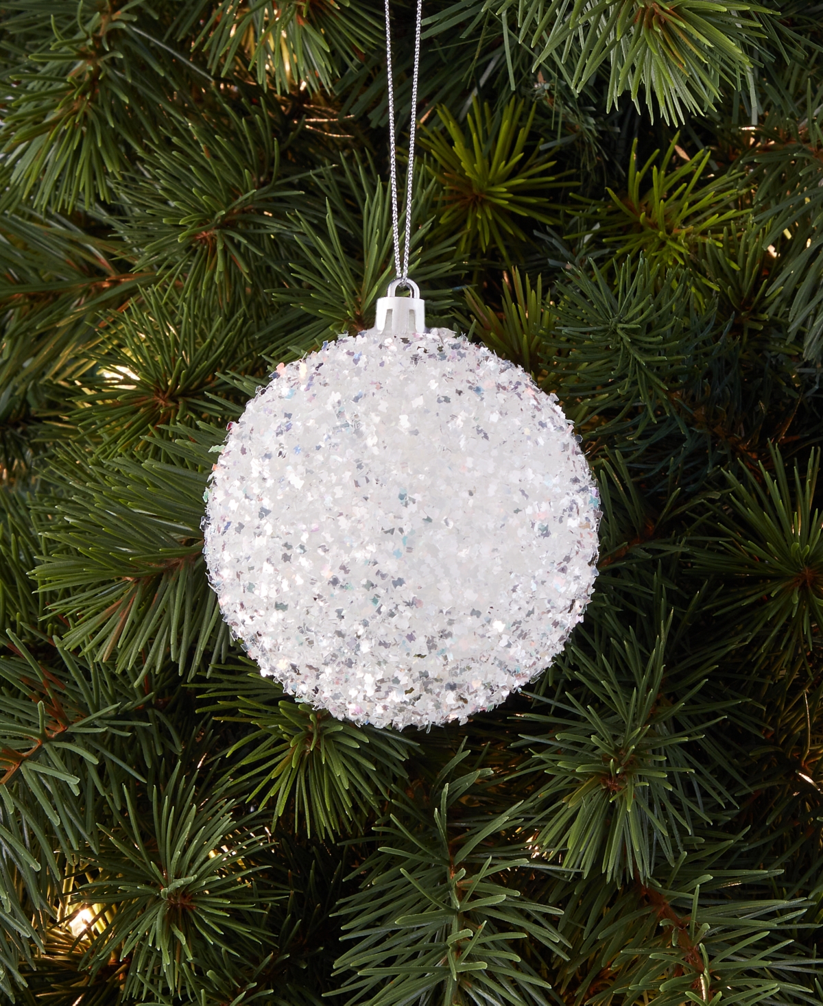 Holiday Lane Iced Delight Glitter Beaded Snowball Ornament, Macy's Exclusive In Transparent