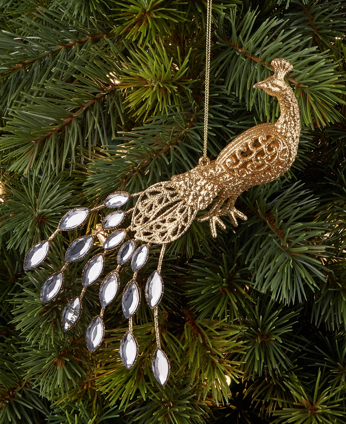 Holiday Lane Christmas Glitters Peacock Ornament, Macy's Exclusive In Transparent