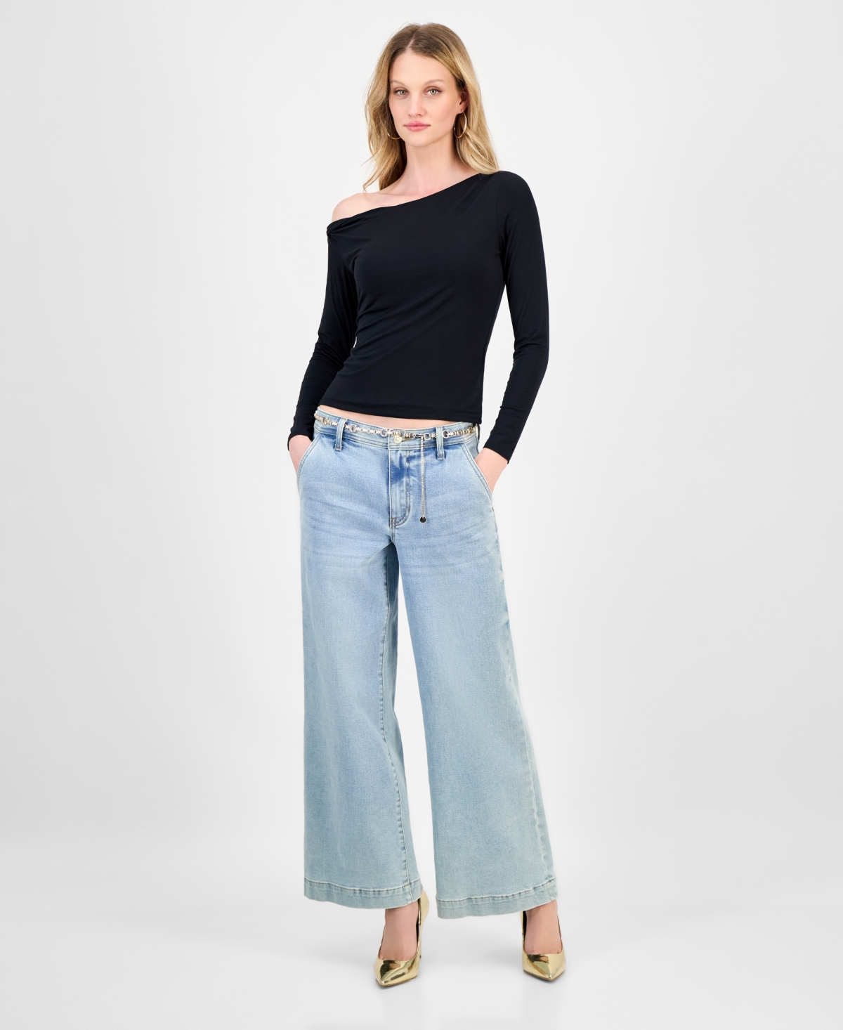 Guess Women's Julianna Long-sleeve Asymmetric Top In Black