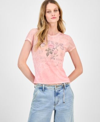 GUESS - Women's Roses Graphic-Print T-Shirt